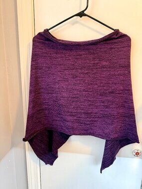 Dana Herbert Purple Poncho Wrap One Size Heather Knit Lightweight Shawl